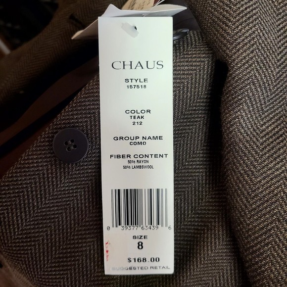 Vintage Chaus Blazer Herringbone Lambswool  Rayon Suit Separate Brown Size 8 - Picture 16 of 16